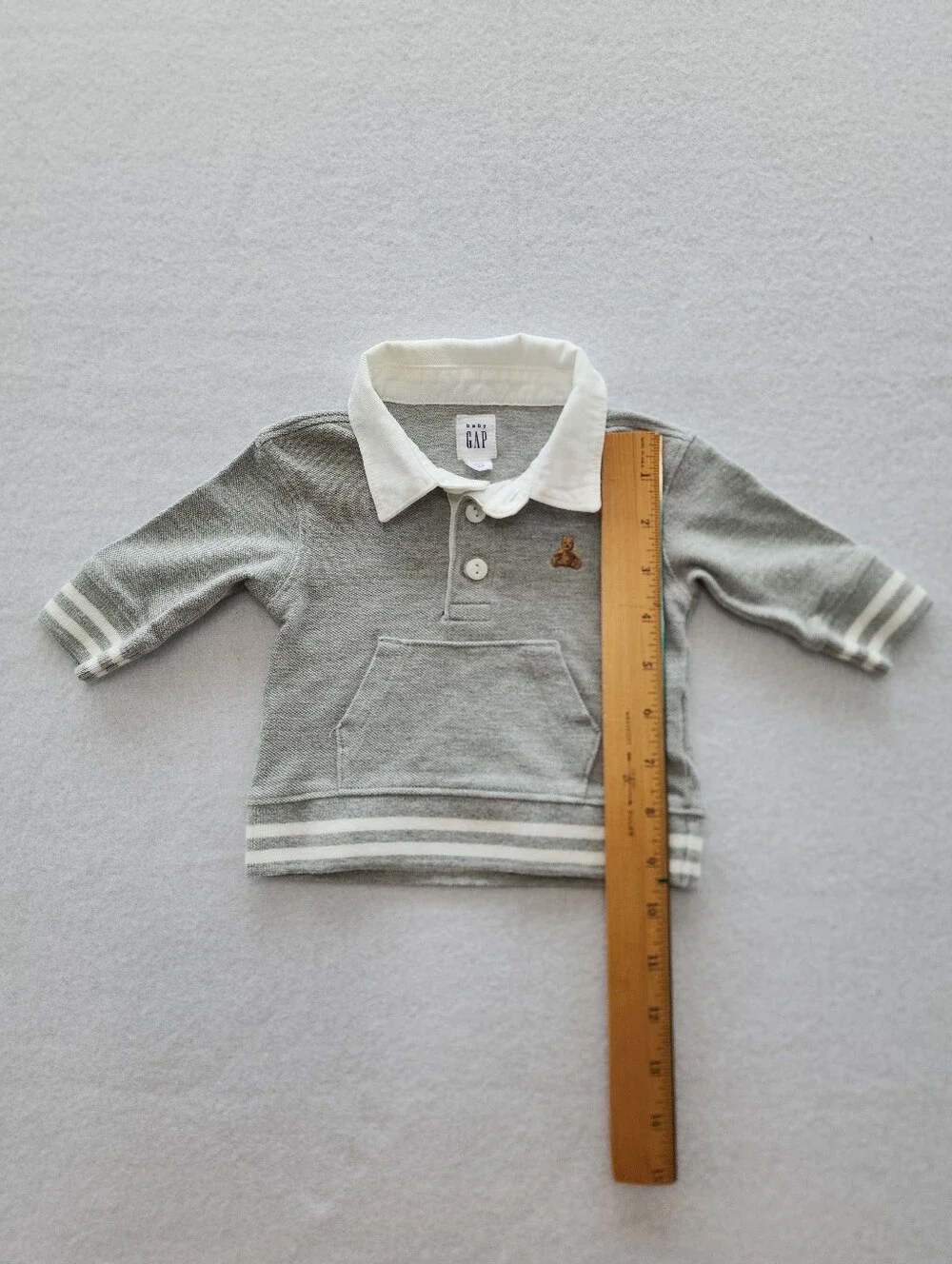Baby GAP 2 Piece Outfit Set 0-3 Months Gray Polo Sweatshirt Jogger Pants Bear Lo